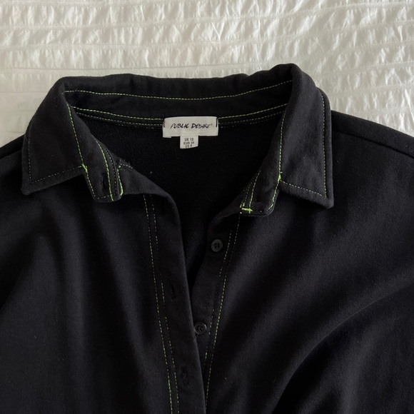 cropped black contrast stich cardigan - Picture 3 of 5